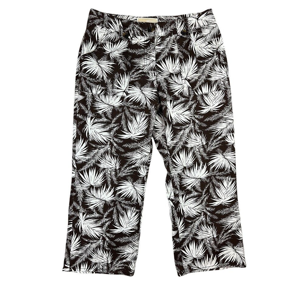Michael Kors Women's Brown Floral Crop Mid-Rise Pants Size 6 Vacation Vibes
